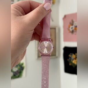 Pink swatch sparkly watch